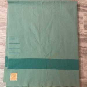 VTG Hudson’s Bay Company HBC 3.5 Point Wool Blanket Pastel Green Stripe